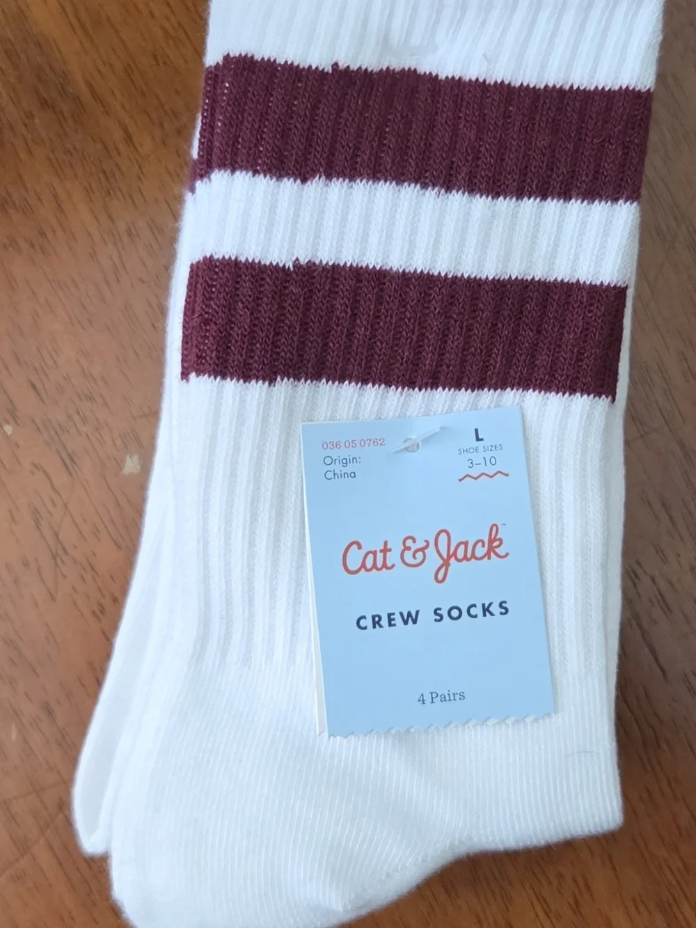 Cat & Jack White Crew Socks 4pack Boys Size Large